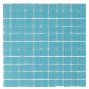 Glacier Laguna Blue 1X1 Frosted Glass Tile Sample