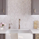 Skinny Chevron Calacatta Gold Mosaic Tile Backsplash