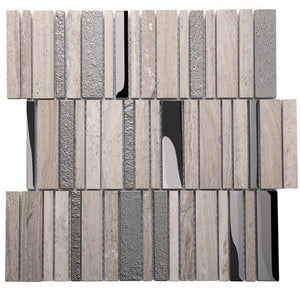 Villa Rapids Gray Marble & Glass Mosaic Tile Sample