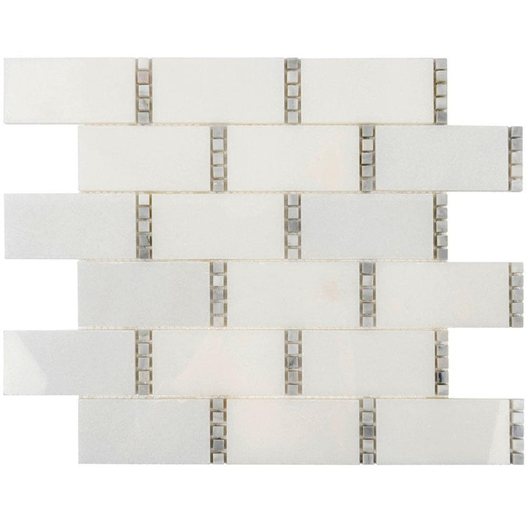 White Marble Subway Mosaic Tile With Carrara Dots Sample
