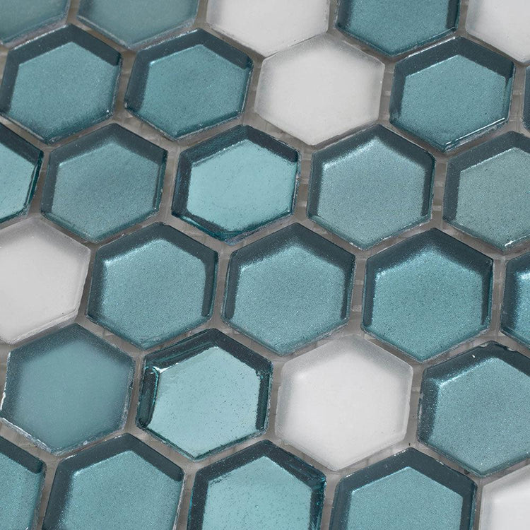 Emerald Hexagon Glass Mosaic Tile