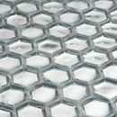 Glossy Silver Hexagon Glass Mosaic Tile