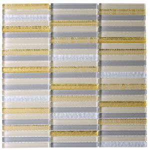 Waterfall Gold Linear Glass Mosaic Tile Sample