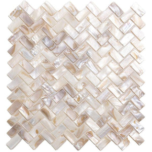 Seashell Dreams Herringbone Mosaic Tile