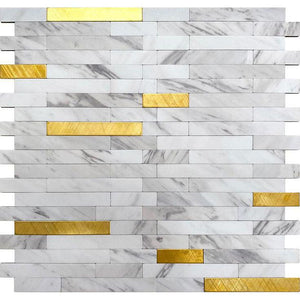 White and Gold Stack Peel and Stick Tile Sample