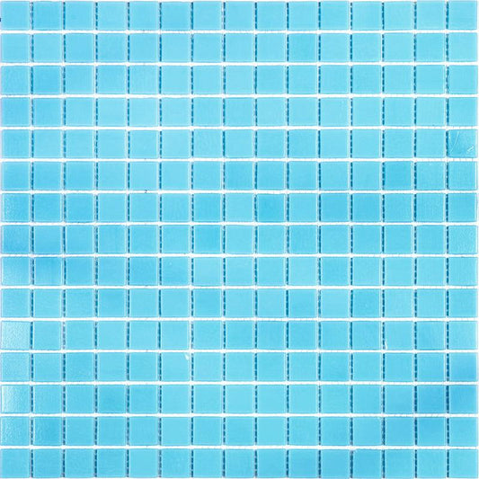 Baby Blue Squares Glass Pool Tile