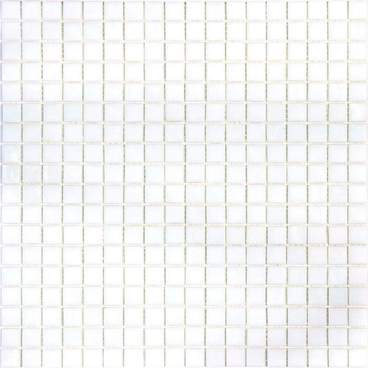 Bright White Glossy Squares Glass Pool Tile