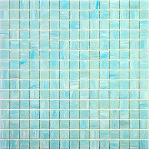 Brushed Baby Blue Squares Glass Pool Tile Sample