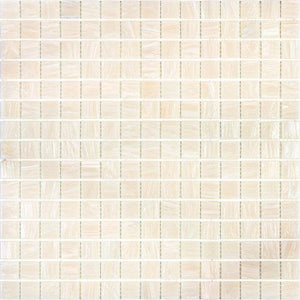 Brushed Cream White Squares Glass Pool Tile Sample