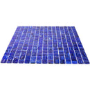 Brushed Navy Blue Squares Glass Pool Tile