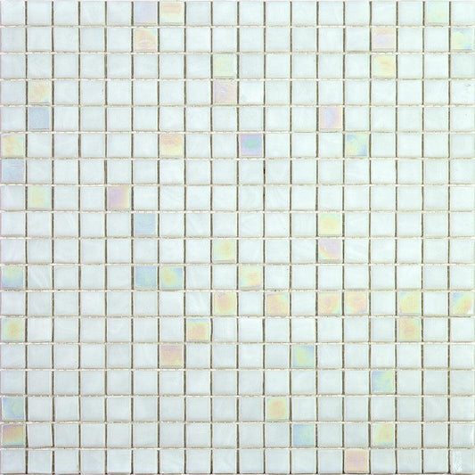 Dazzling White Iridescent Squares Glass Tile