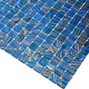 Deep Blue & Gold Swirls Mixed Squares Glass Pool Tile