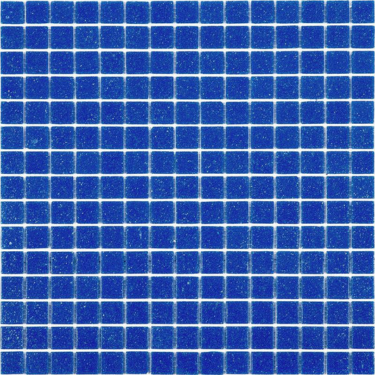 Deep Cobalt Blue Squares Glass Pool Tile