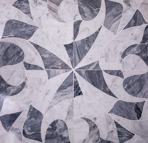 Excalibur Bardiglio & Carrara Marble Tile Waterjet Sample