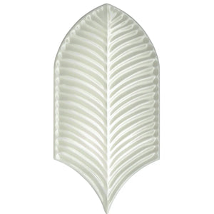 Plume White Crackle Feather Ceramic Tile