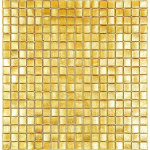 Foiled Yellow Gold Squares Glass Tile Sample