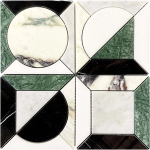 Geometria Marble Split Moon Mosaic Tile Sample