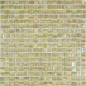 Iridescent Yellow Gold Squares Glass Tile Sample