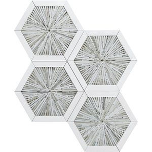 Santorini Beige Spoke Hexagon Marble Mosaic Tile Sample