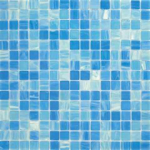 Aquarium Blue Mixed Squares Glass Tile Sample