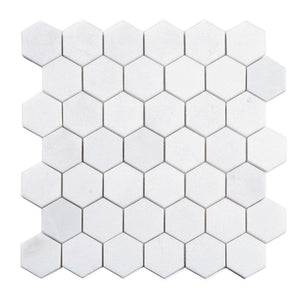 2" Thassos Marble Hexagon Tile Honed Sample