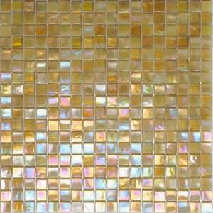 Amber Pearlescent Squares Glass Tile Sample