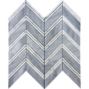 Nova Chevron Bardiglio Marble Tile Sample