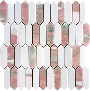 Norwegian Rose Marble Mosaic Picket Tile Sample