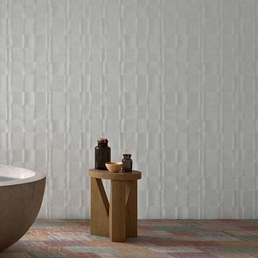 Elements White Frame Matte Ceramic Wall Tile 18" x 48" | Tile Club