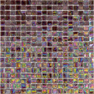 Pearlescent Oil Slick Squares Glass Tile Sample