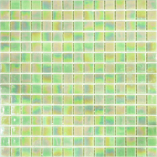 Pearly Pastel Green Squares Glass Pool Tile