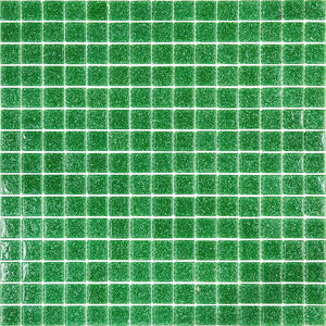 Speckled Emerald Green Squares Glass Pool Tile Sample