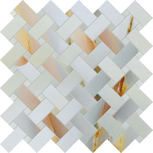 Emporio Soft Blue Onyx Porcelain Mosaic Tile Sample