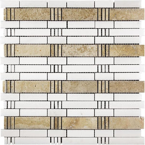 Bamboo Sticks Marble Mosaic Tile Sample