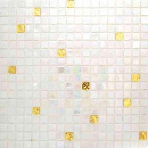 Pearl & Gold Mixed Squares Glass Tile Sample