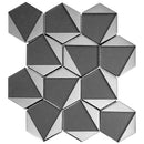 Gray Deco Hex Glass Mosaic Tile