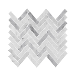 Gray and White Herringbone Vinyl Peel and Stick Tile