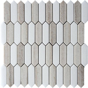 Sand Valley & Thassos Piquet Mosaic Tile Sample