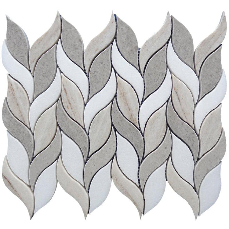 Sand Valley And Thassos Leaves Marble Mosaic Tile Sample
