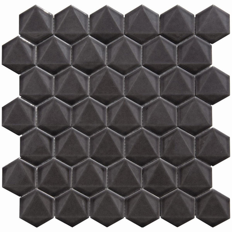 2 Inch 3D Charcoal Gray Honeycomb Hex Sample