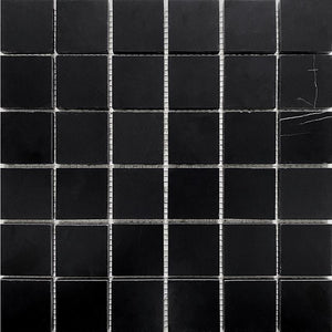 Nero Marquina Large Square Marble Mosaic Tile Sample