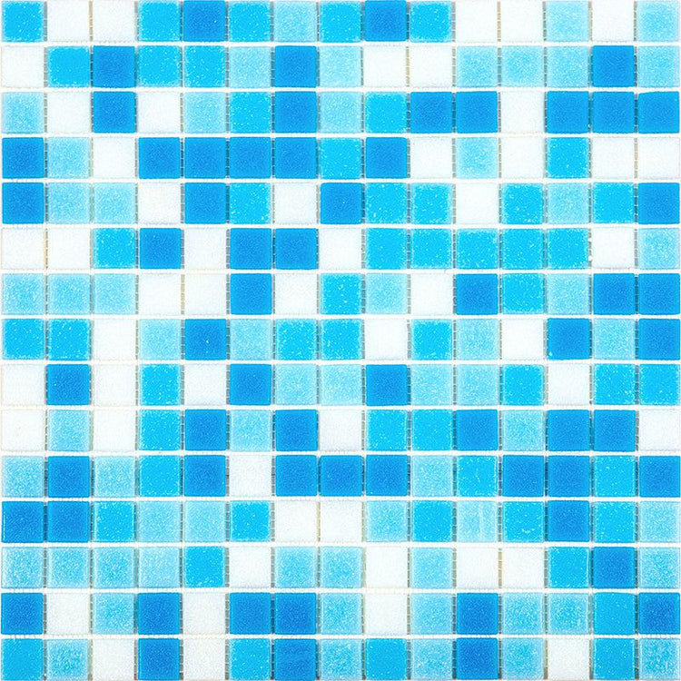 Water Droplets Blue & White Mixed Glass Tile