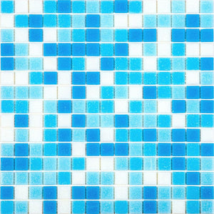 Water Droplets Blue & White Mixed Glass Tile Sample