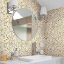 Amber Sedimentary Squares Glass Tile creates a natural and calming bathroom