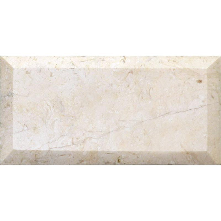 Crema Marfil Beveled Marble Subway Tile 3X6 