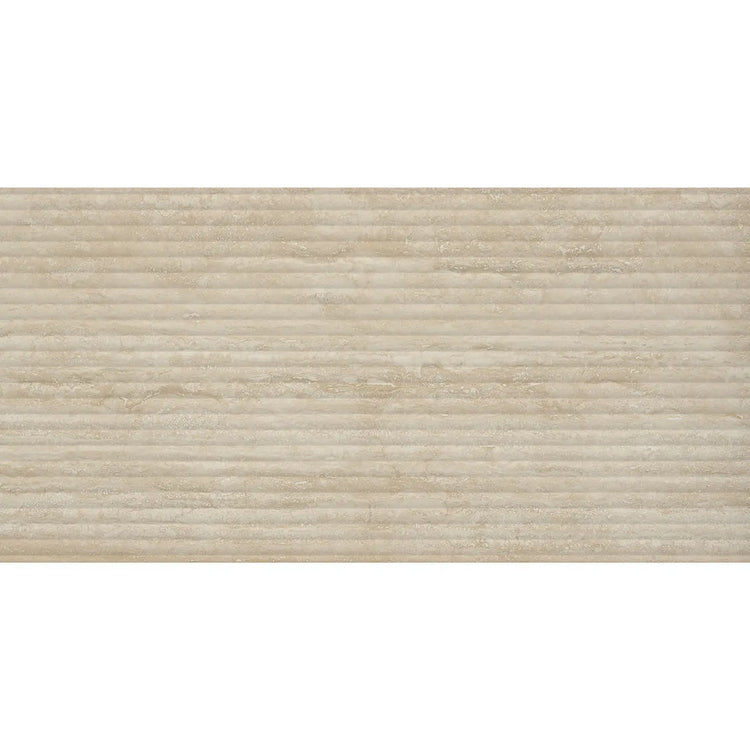 Eterica Fluted Sand Travertine 24x48 Porcelain Tile