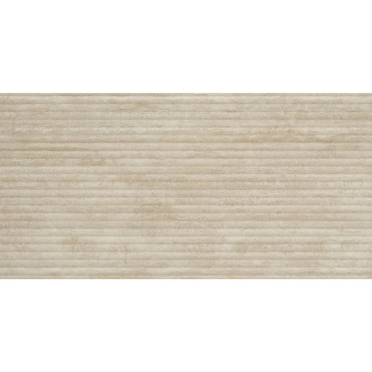 Eterica Fluted Sand Travertine 24x48 Porcelain Tile