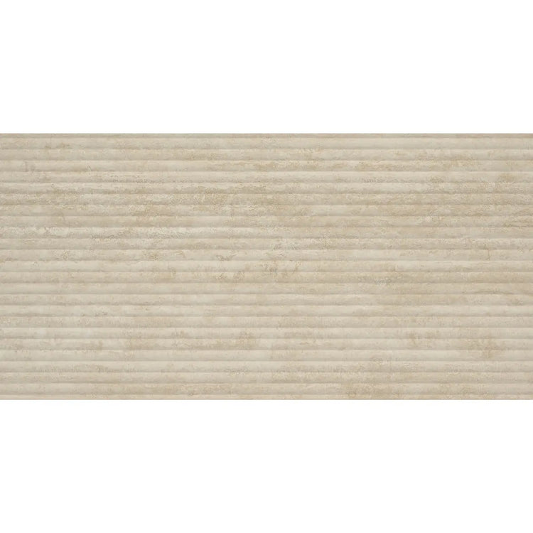 Eterica Fluted Sand Travertine 24x48 Porcelain Tile