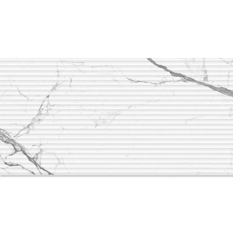 Eterica Fluted White & Gray Marbled 24x48 Porcelain Tile