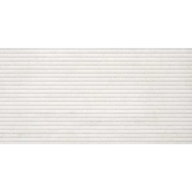 Eterica Fluted White Travertine 24x48 Porcelain Tile